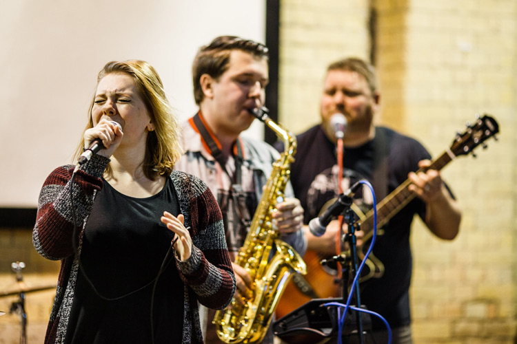 Group of musicians jamming